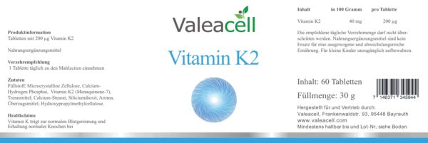 Vitamin K2 |Label