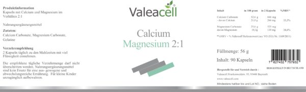 Calcium Magnesium 2:1 Label