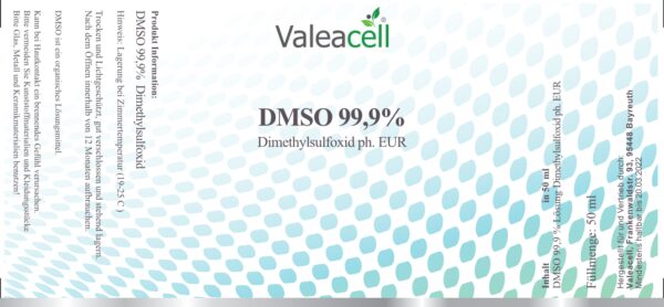 DMSO 99% Ph. EUR. | Valeacell Label