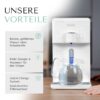 AURA Auftisch-Umkehrosmoseanlage mit Wasserstoff-Ionisator und Heißwasserfunktion mit Festwasseranschluss Weiß und Schwarz W23 -